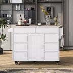 Carrello da cucina bianco mobile con 8 cassetti e 5 ruote, monoposto