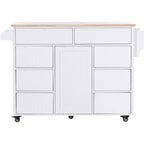 Carrello da cucina bianco mobile con 8 cassetti e 5 ruote, monoposto