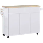 Carrello da cucina bianco mobile con 8 cassetti e 5 ruote, monoposto