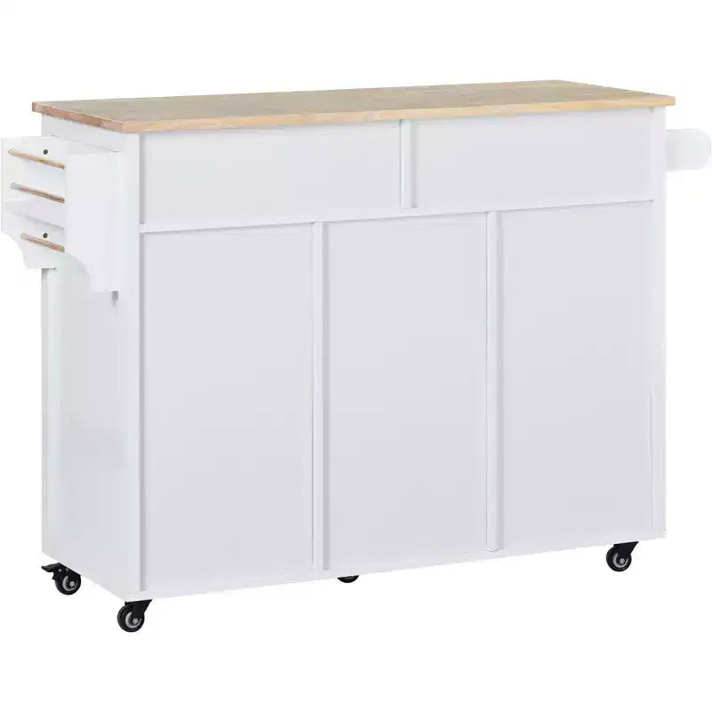 Carrello da cucina bianco mobile con 8 cassetti e 5 ruote, monoposto