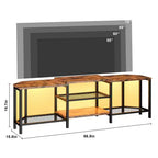 Mobile TV Marrone/Grigio da 67" con luci LED e prese di corrente, adatto a TV fino a 75"
