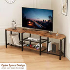 Mobile TV Marrone/Grigio da 67" con luci LED e prese di corrente, adatto a TV fino a 75"