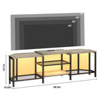 Mobile TV Marrone/Grigio da 67" con luci LED e prese di corrente, adatto a TV fino a 75"