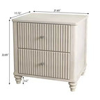 Comodino scanalato beige/naturale/noce con cassetti, set da 2