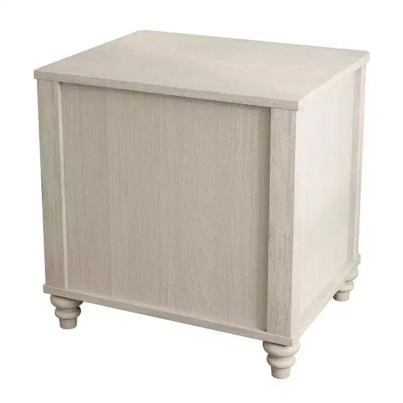 Comodino scanalato beige/naturale/noce con cassetti, set da 2