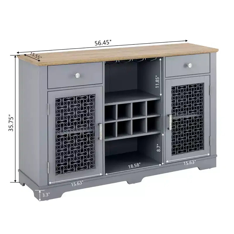 Credenza Marrone Modern Farmhouse, 2 Cassetti e 2 Ante, Mobile Contenitore a Unico Blocco