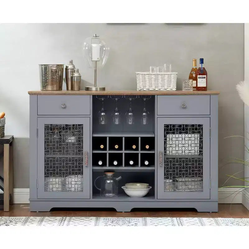 Credenza Marrone Modern Farmhouse, 2 Cassetti e 2 Ante, Mobile Contenitore a Unico Blocco