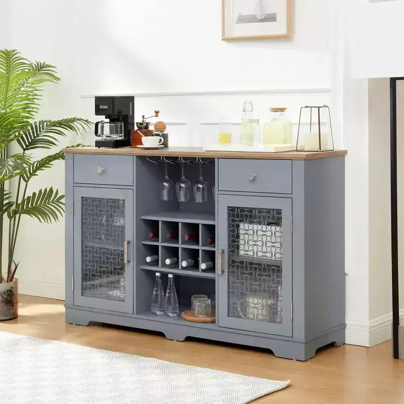 Credenza Marrone Modern Farmhouse, 2 Cassetti e 2 Ante, Mobile Contenitore a Unico Blocco