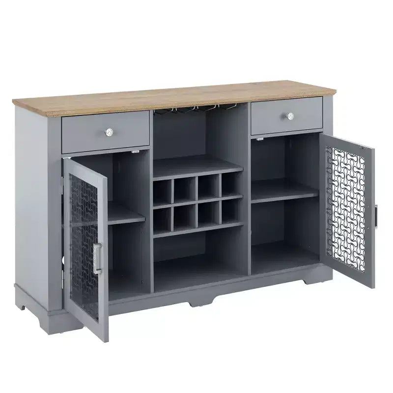 Credenza Marrone Modern Farmhouse, 2 Cassetti e 2 Ante, Mobile Contenitore a Unico Blocco
