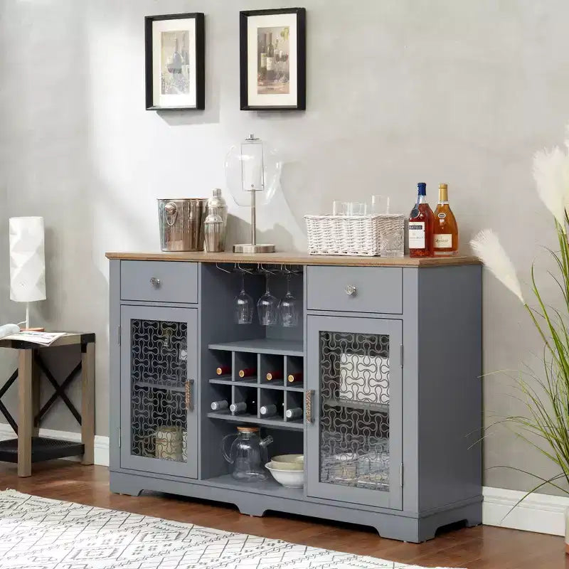 Credenza Marrone Modern Farmhouse, 2 Cassetti e 2 Ante, Mobile Contenitore a Unico Blocco