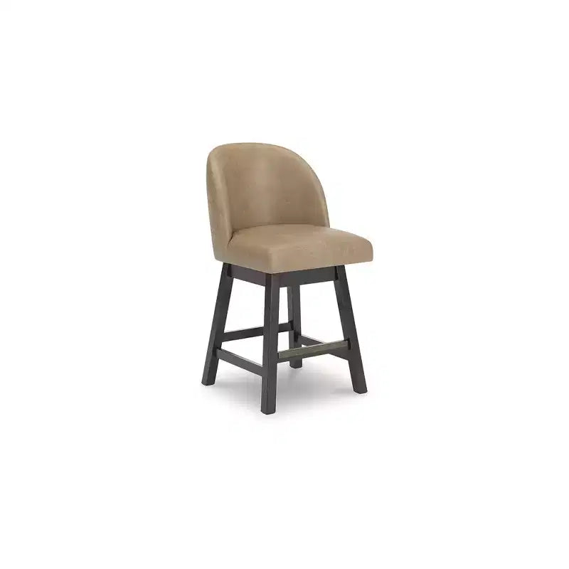 Sgabelli da bar girevoli marroni in similpelle ad altezza bancone, set da 2