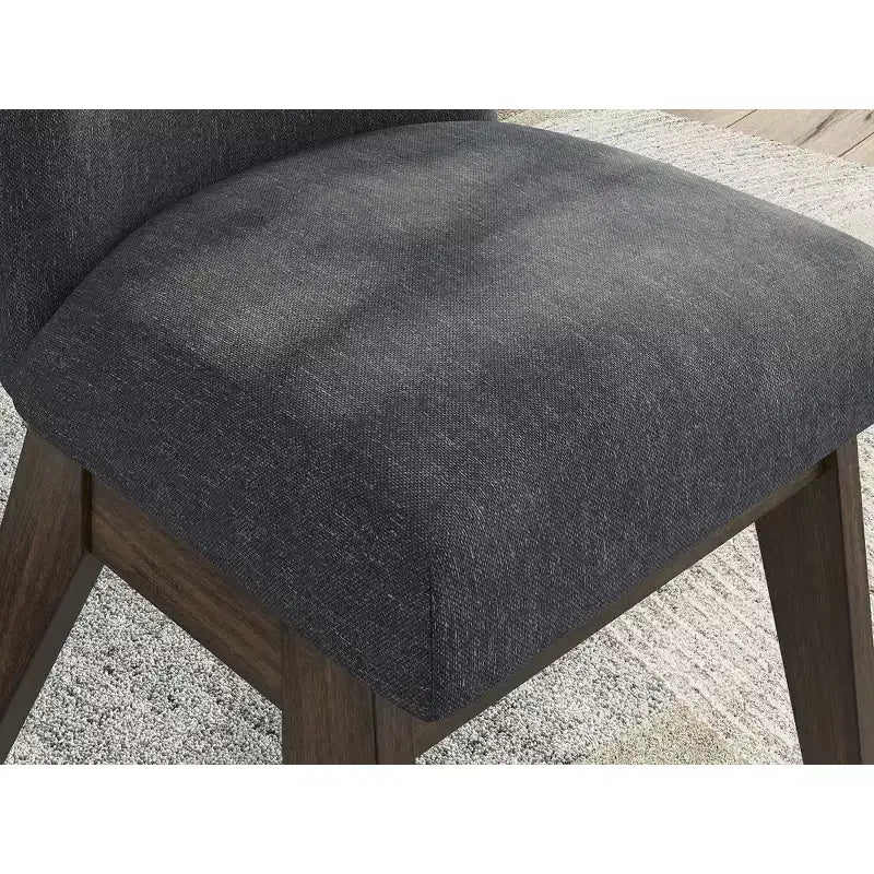 Sedia da pranzo con schienale alto imbottita grigio scuro, set da 2