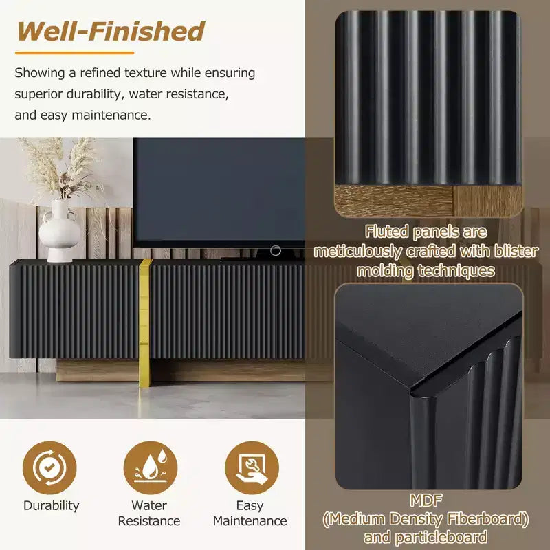 Mobile Porta TV Moderno Bianco/Nero da 190 cm con Ante e Cassetti, Adatto per TV fino a 80"