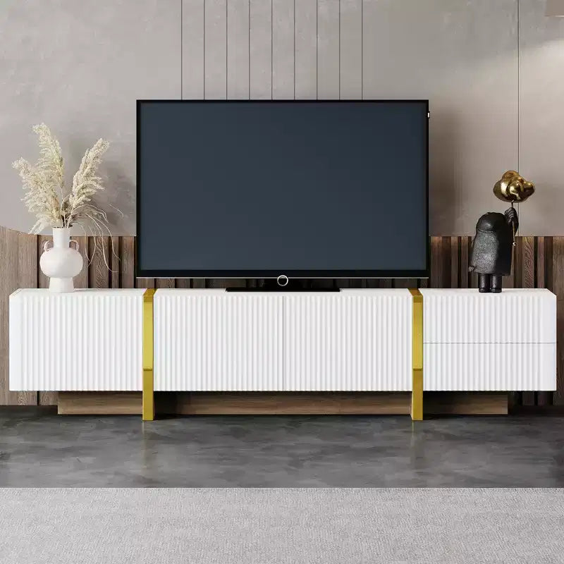 Mobile Porta TV Moderno Bianco/Nero da 190 cm con Ante e Cassetti, Adatto per TV fino a 80"