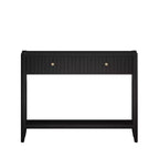 Consolle nera con cassetto e ripiano, stile moderno