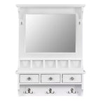 Mobile Toeletta Sospeso Bianco con Specchio, 3 Cassetti, 5 Tasche e 5 Ganci, 1 Persona