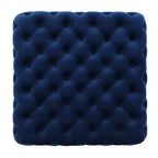 Panca Pouf Quadrata in Velluto Grigio/Blu Navy, Seduta Singola