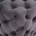 Panca Pouf Quadrata in Velluto Grigio/Blu Navy, Seduta Singola