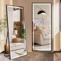 TUYOHW Modern Full Length Mirror with Adjustable LED Wall Mounted Mirror Freestanding Mirrors with Stand Body Mirror for Living Room, Black