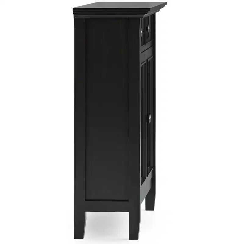 Mobiletto d'ingresso con cassetti e ante in nero / marrone noce americano / marrone naturale rustico invecchiato / bianco