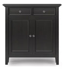Mobiletto d'ingresso con cassetti e ante in nero / marrone noce americano / marrone naturale rustico invecchiato / bianco