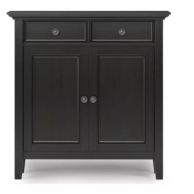 Mobiletto d'ingresso con cassetti e ante in nero / marrone noce americano / marrone naturale rustico invecchiato / bianco