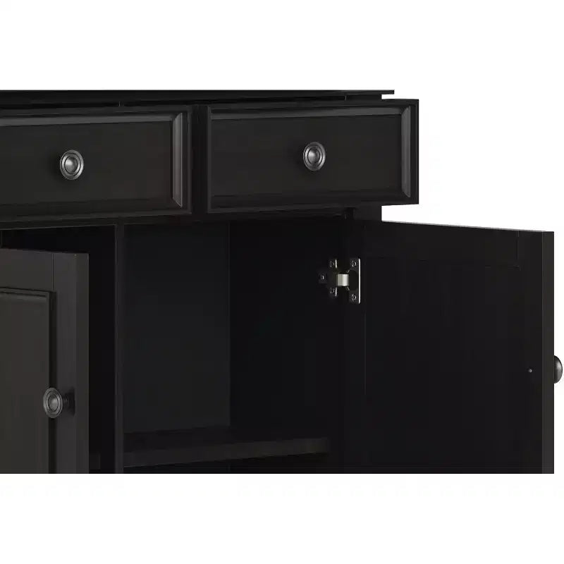 Mobiletto d'ingresso con cassetti e ante in nero / marrone noce americano / marrone naturale rustico invecchiato / bianco