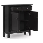 Mobiletto d'ingresso con cassetti e ante in nero / marrone noce americano / marrone naturale rustico invecchiato / bianco