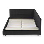 Struttura per divano letto queen size in velluto nero trapuntato, stile metà secolo, per 1