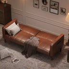Divano letto futon in ecopelle, stile Mid-Century, posti a sedere fino a 4 – Nero / Marrone / Verde