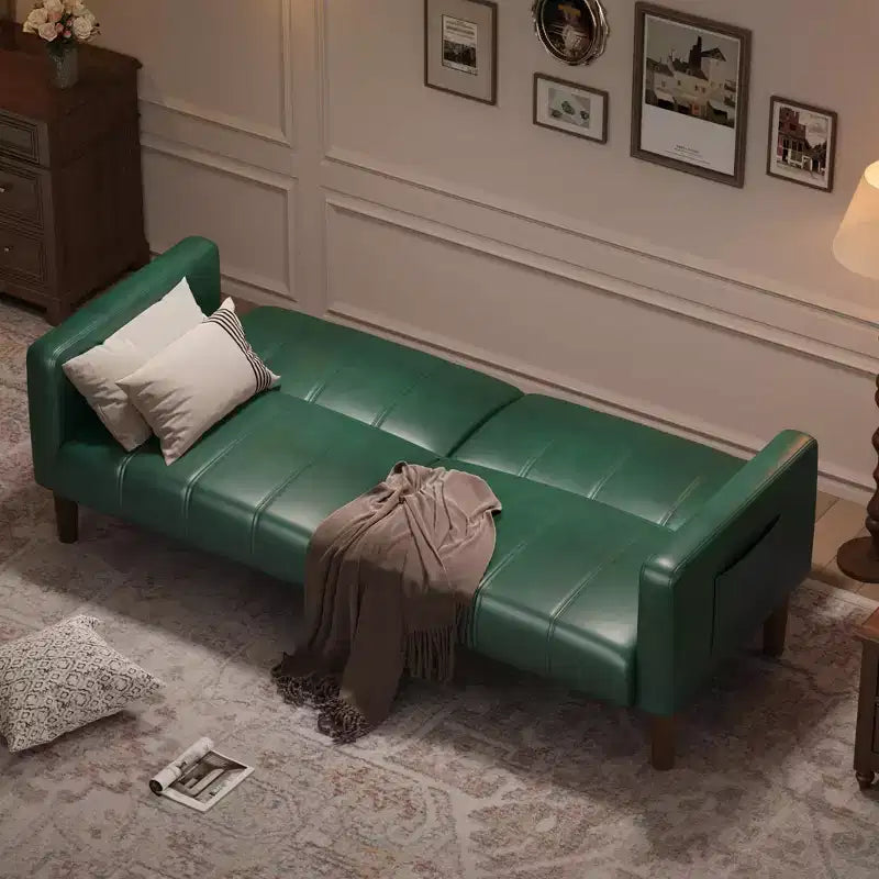 Divano letto futon in ecopelle, stile Mid-Century, posti a sedere fino a 4 – Nero / Marrone / Verde
