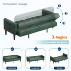 Divano letto futon in ecopelle, stile Mid-Century, posti a sedere fino a 4 – Nero / Marrone / Verde