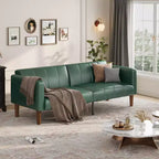 Divano letto futon in ecopelle, stile Mid-Century, posti a sedere fino a 4 – Nero / Marrone / Verde