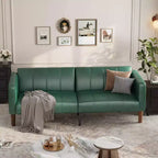 Divano letto futon in ecopelle, stile Mid-Century, posti a sedere fino a 4 – Nero / Marrone / Verde