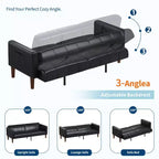 Divano letto futon in ecopelle, stile Mid-Century, posti a sedere fino a 4 – Nero / Marrone / Verde