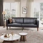 Divano letto futon in ecopelle, stile Mid-Century, posti a sedere fino a 4 – Nero / Marrone / Verde
