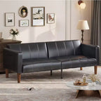 Divano letto futon in ecopelle, stile Mid-Century, posti a sedere fino a 4 – Nero / Marrone / Verde