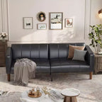 Divano letto futon in ecopelle, stile Mid-Century, posti a sedere fino a 4 – Nero / Marrone / Verde