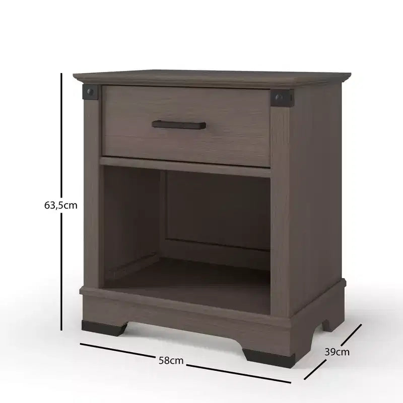 Comodino con 1 cassetto e ripiano aperto Coach Cherry / Dapper Gray, Bambini e neonati