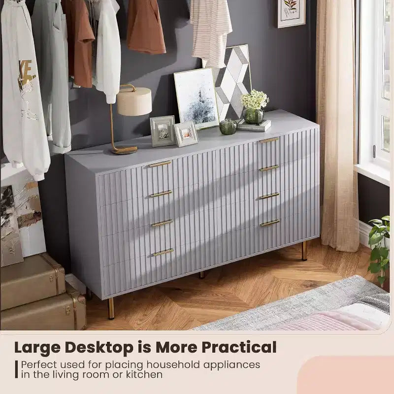 Comò a 8 cassetti Nero / Grigio / Naturale / Bianco, Cassettiera moderna in legno, Per utente singolo