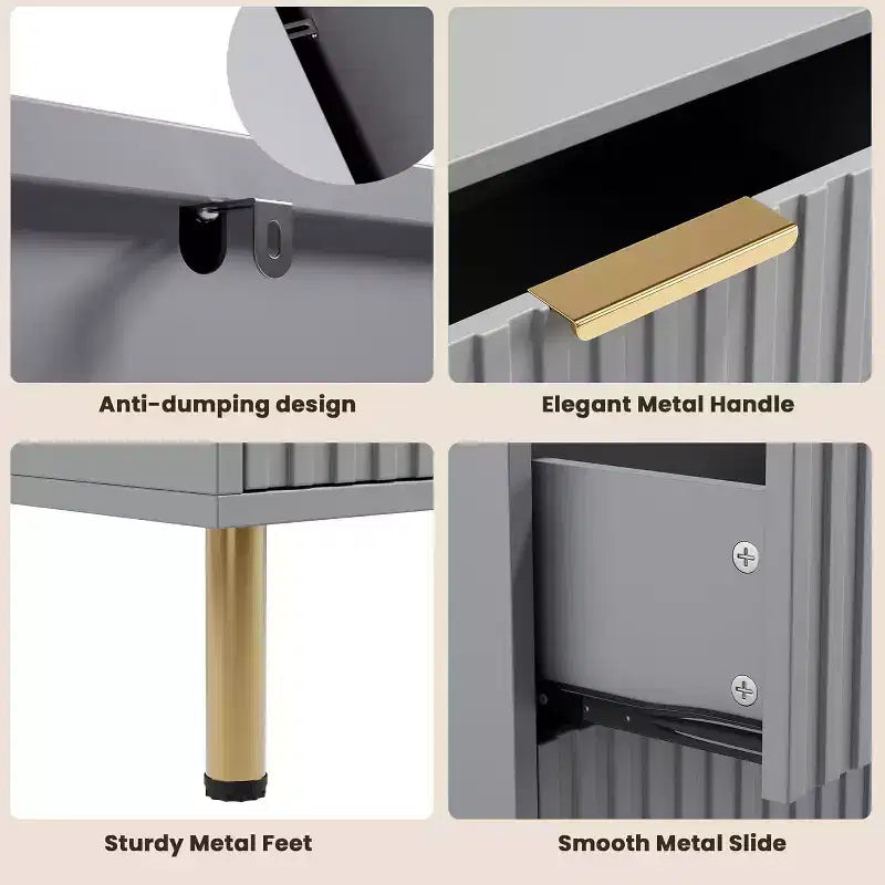 Comò a 8 cassetti Nero / Grigio / Naturale / Bianco, Cassettiera moderna in legno, Per utente singolo