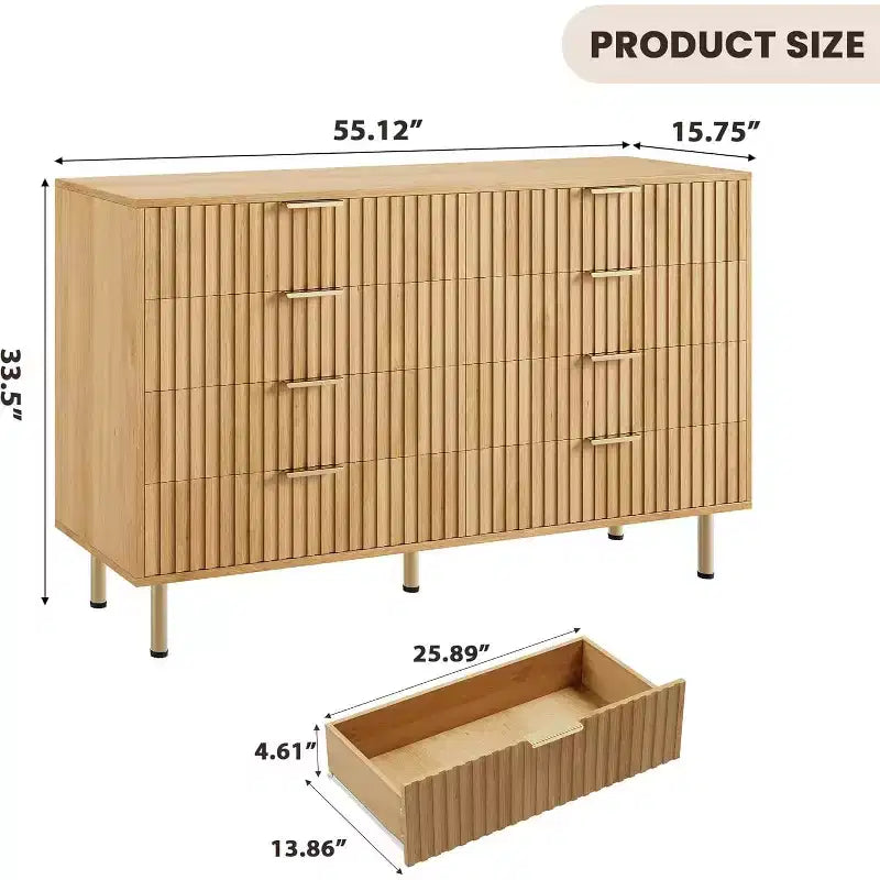 Comò a 8 cassetti Nero / Grigio / Naturale / Bianco, Cassettiera moderna in legno, Per utente singolo
