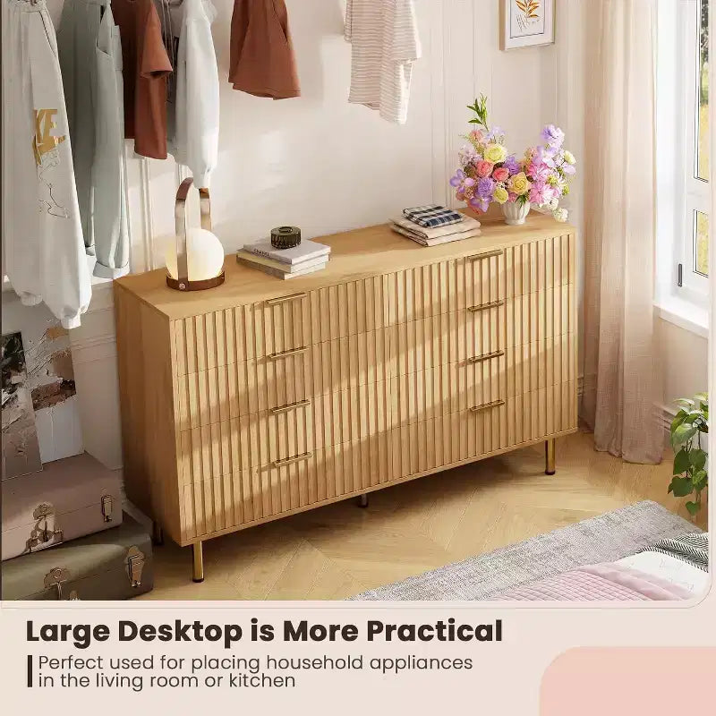 Comò a 8 cassetti Nero / Grigio / Naturale / Bianco, Cassettiera moderna in legno, Per utente singolo