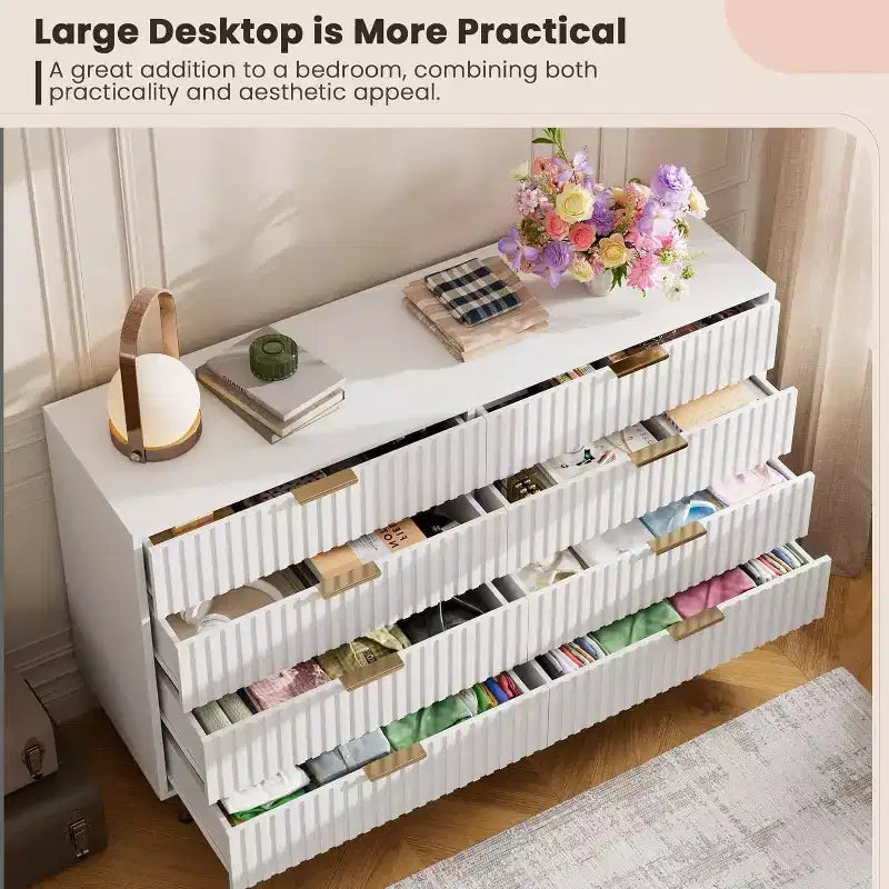 Comò a 8 cassetti Nero / Grigio / Naturale / Bianco, Cassettiera moderna in legno, Per utente singolo