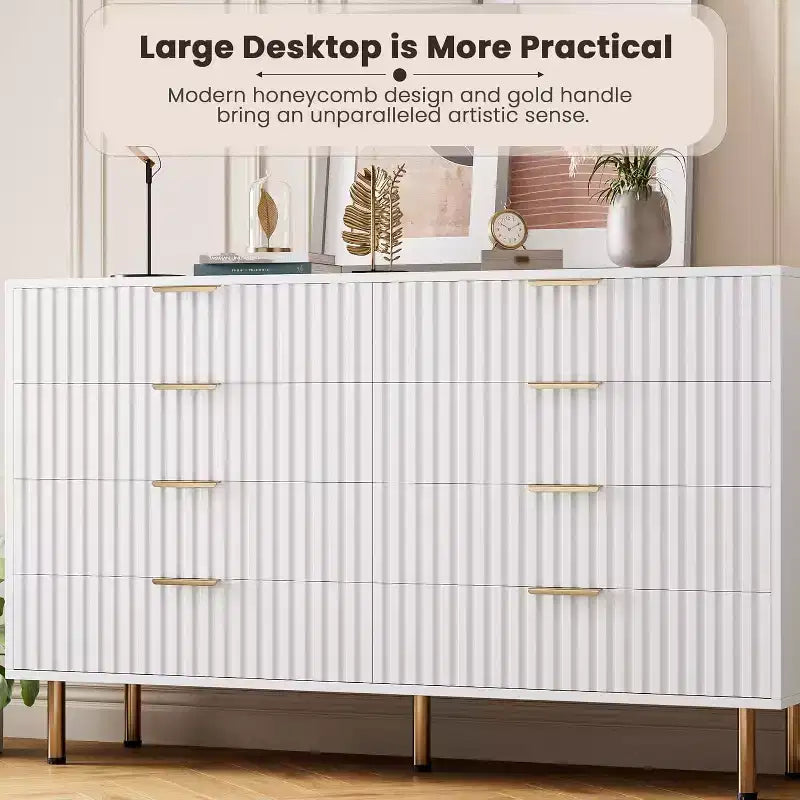 Comò a 8 cassetti Nero / Grigio / Naturale / Bianco, Cassettiera moderna in legno, Per utente singolo