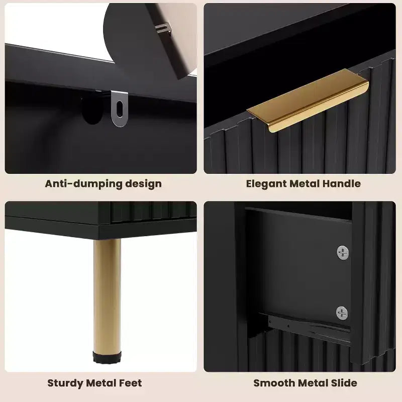 Comò a 8 cassetti Nero / Grigio / Naturale / Bianco, Cassettiera moderna in legno, Per utente singolo