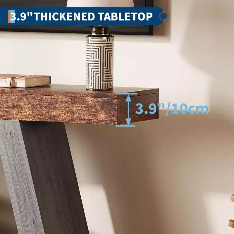 Tavolino Consolle a 2 Ripiani Marrone/Grigio e Marrone/Naturale – Tavolino da Divano Slim in Stile Rustico per Ingresso e Salotto