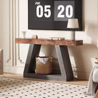 Tavolino Consolle a 2 Ripiani Marrone/Grigio e Marrone/Naturale – Tavolino da Divano Slim in Stile Rustico per Ingresso e Salotto