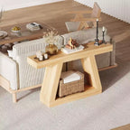 Tavolino Consolle a 2 Ripiani Marrone/Grigio e Marrone/Naturale – Tavolino da Divano Slim in Stile Rustico per Ingresso e Salotto