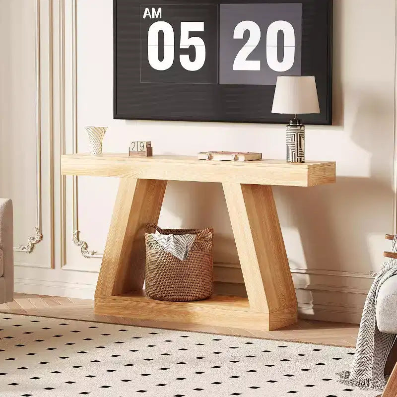 Tavolino Consolle a 2 Ripiani Marrone/Grigio e Marrone/Naturale – Tavolino da Divano Slim in Stile Rustico per Ingresso e Salotto